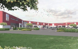 Die Visualisierung zeigt, wie das „Hü Center" in Zukunft aussehen wird.