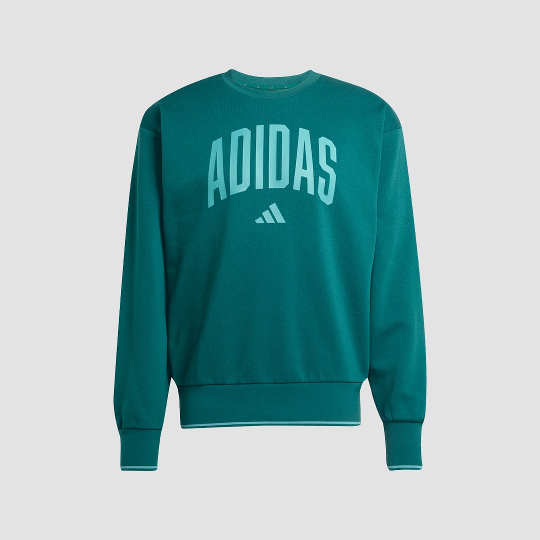 Grüner Sweatshirt mit "ADIDAS"-Schriftzug.